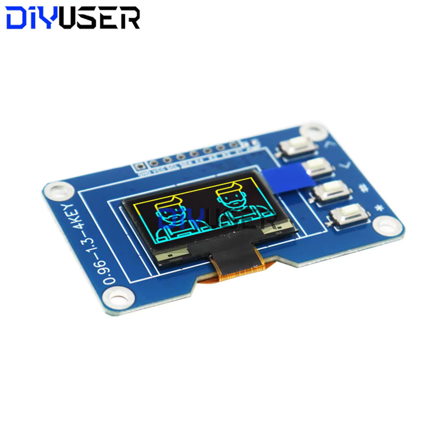 DIYUSER OLED-Displaymodul 0,96 Zoll mit 4x4 Tastatur für Raspberry Pi, 128x64 Pixel, SSD1315-Treiber, I2C/SPI, Blau/Weiß - Bild 3