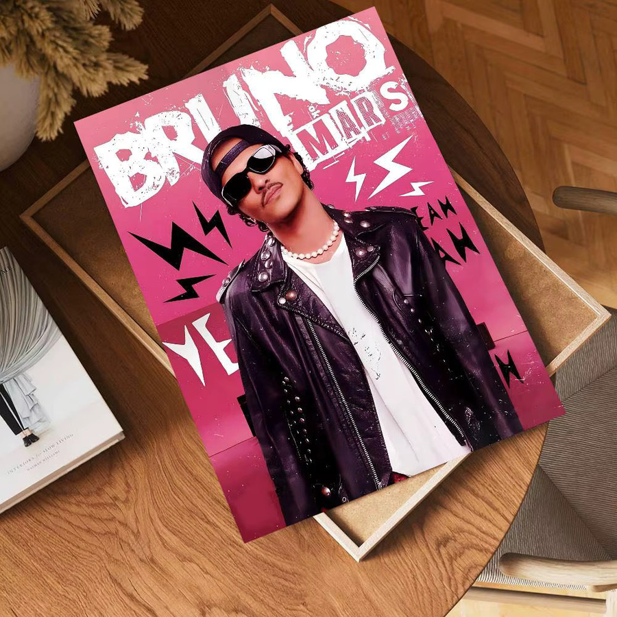 Vintage Dekorative Poster Kunstwerk Whitepaper mit Motiv von Bruno Mars und B-Bruno in Multicolor - Bild 3