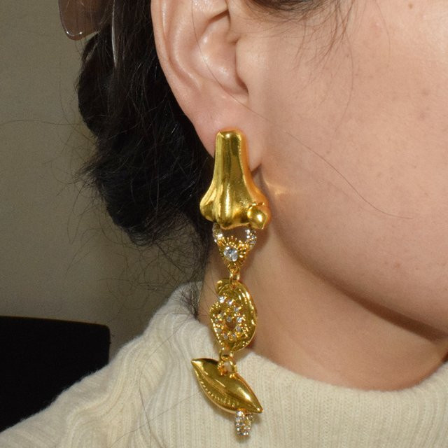 Nunqiao Hängeohrringe, Lippen-Anhänger, Gold, Damen - Bild 1