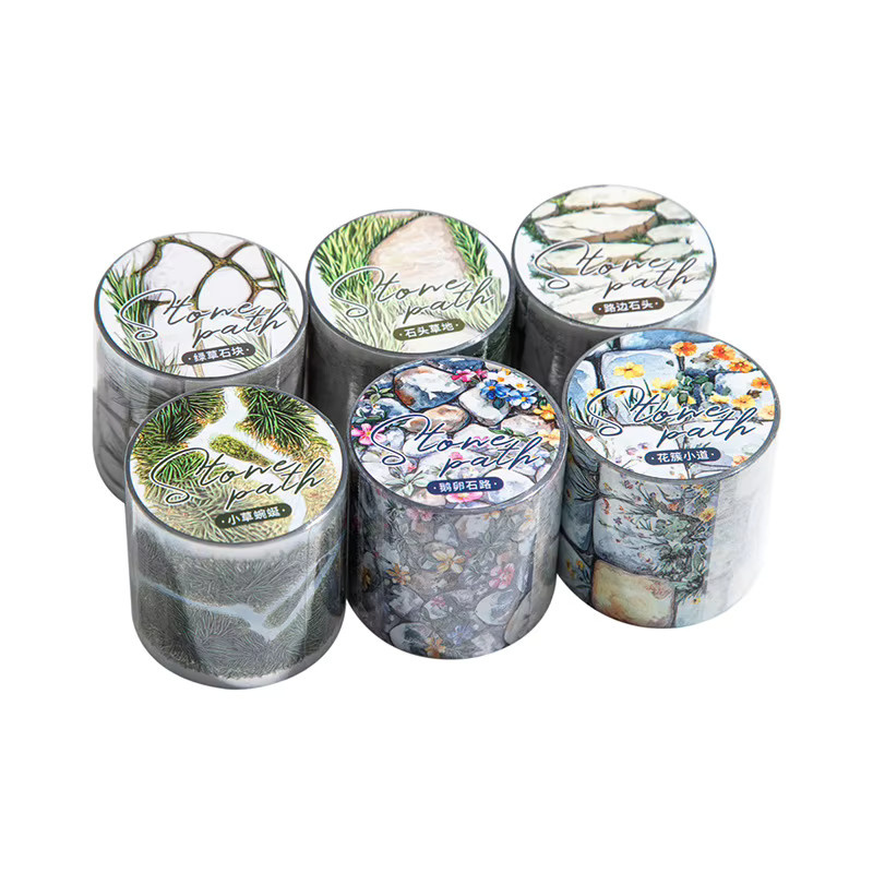 YCDBTH Washi Tape Steinweg-Landschaft PET-Klebeband in Multicolour für Journaling und Scrapbooking - Bild 3