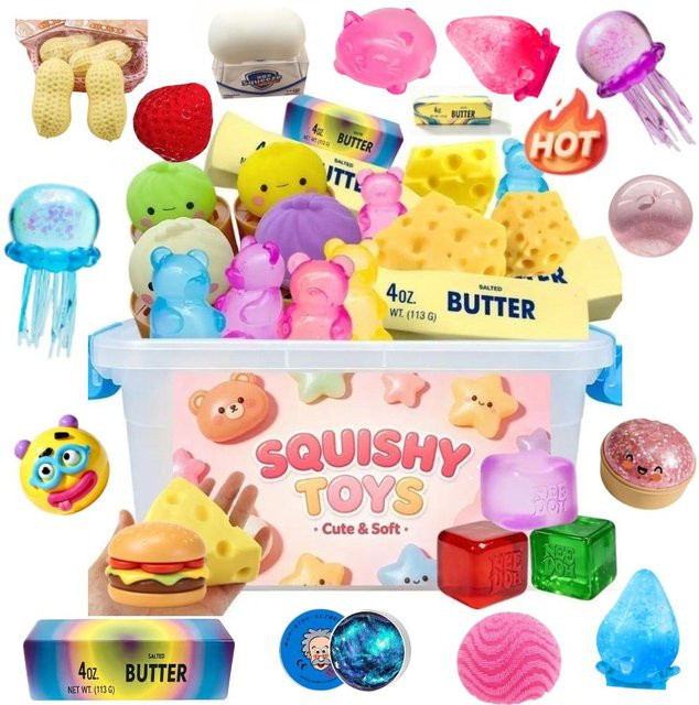 BC Pet Supplies Squishies, Käse-Quetschspielzeug, Gedämpfte Brötchen und Knödel, Langes Butterbrot, Bär-Squishy-Spielzeug - Bild 1