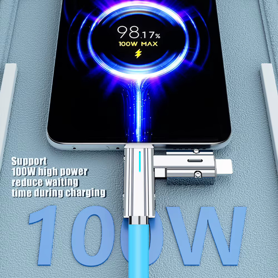 ToriTails 4-in-1 USB-C Schnellladekabel mit 120 W PD Leistung und Datensynchronisierung in Blau - Bild 2
