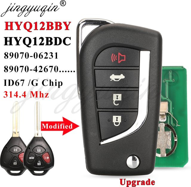 jingyuqin Upgrade Flip HyQ12BBY Fernbedienung Autoschlüssel mit 4D67 Chip für Toyota RAV4 Camry Yaris 4Runner Aurion Matrix Venza in Schwarz - Bild 1