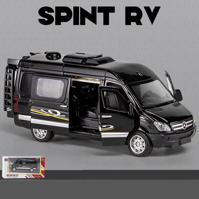Fourall- Model Cars Benz Sprinter MPV, Druckgussauto-Modellspielzeug, Maßstab 1:32, mit Ton und Licht, schwarz - Bild 1