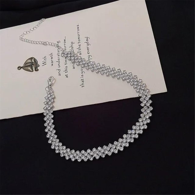 YIRAN Choker Halskette, Kristall, Schwarz, Silber, Damen - Bild 1