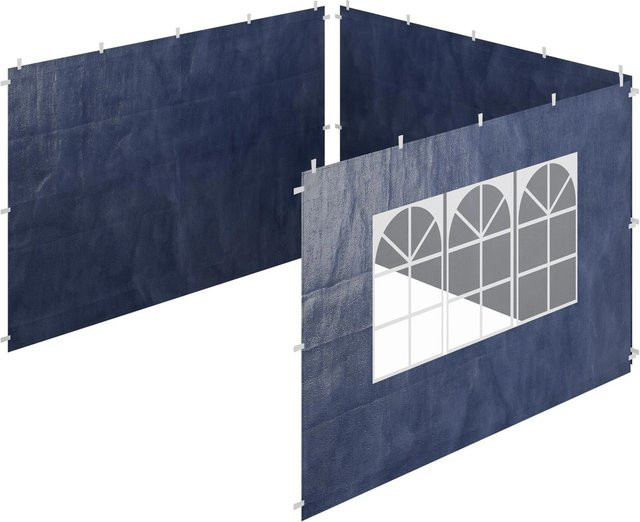 Relaxdays Pavillon Seitenteile 3er Set aus PE/PVC in Blau, wasserdicht, B: 300 cm x H: 200 cm - Bild 1