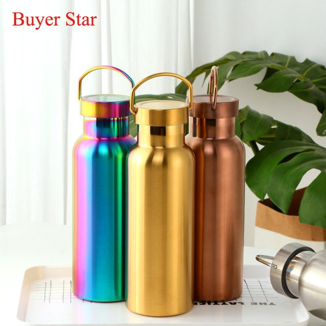 Isolierte Edelstahl-Wasserflasche in Silber, 500 ml, doppelwandig für Sport und Reisen - Bild 1