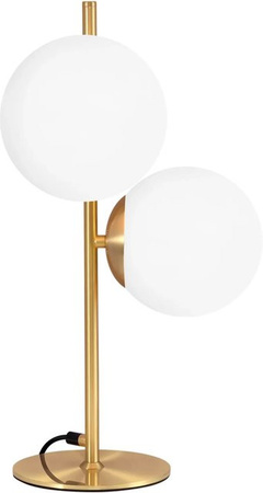 NETTLIFE Tischlampe im Modern Industrial Design aus Metall und Glas, 2-flammig, Farbe Gold/Messing mit weißem Schirm, E27, Höhe: 45,0 cm