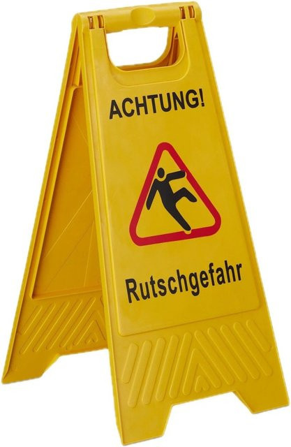 Relaxdays Rutschgefahr Aufsteller 2er Set aus Kunststoff in Gelb, klappbar und beidseitig, B/T/H: 59 x 29 x 23 cm - Bild 1