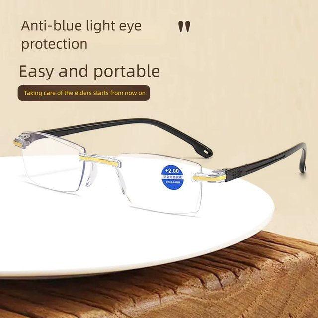 ZUXUB Lesebrille, rahmenlos, rechteckig, Metall, Herren - Bild 1