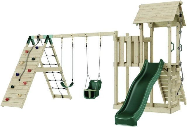 OutdoorToys Spielturm Roskilde mit Babyschaukel in Dunkelgrün - Bild 1