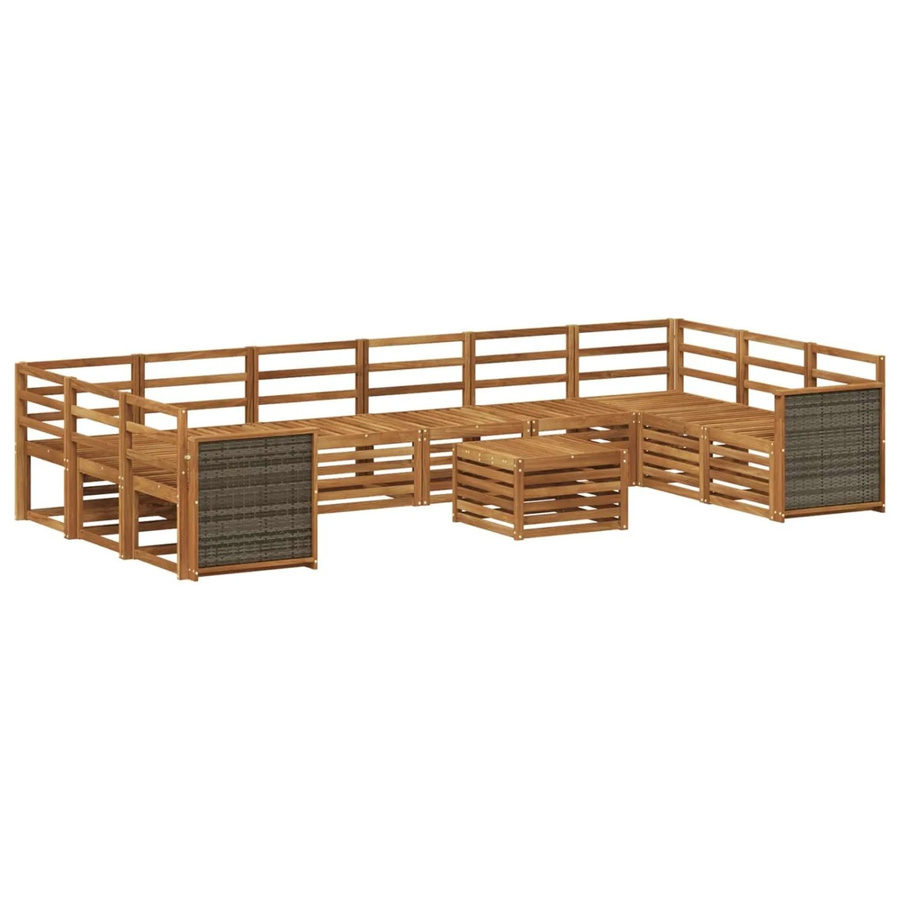 vidaXL Outdoor-Sofagarnitur aus Massivholz Akazie in Natur Braun mit Latten-Design - Bild 2