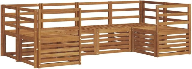 vidaXL Sofagarnitur 6-teilig aus Akazien-Massivholz in Braun und Beige für Garten und Terrasse - Bild 1