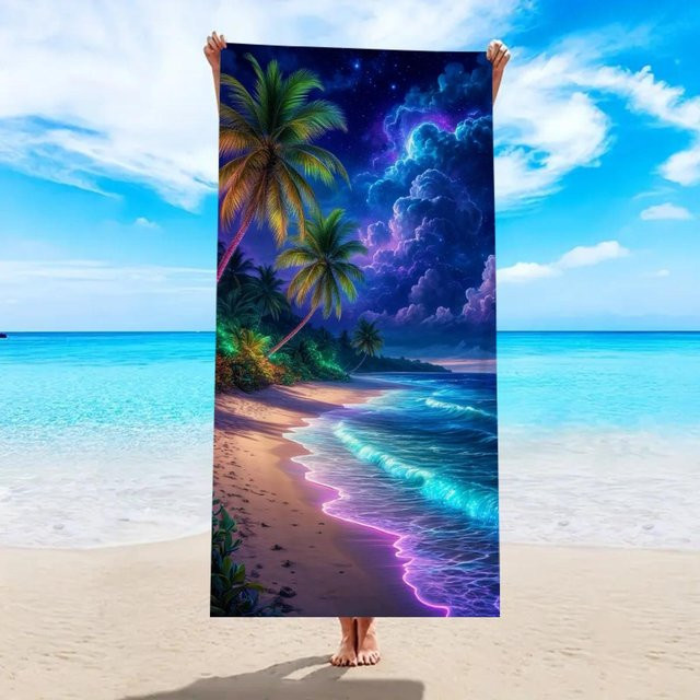 JMG Household Supplies Strandtuch mit tropischem Muster aus Mikrofaser, schnelltrocknend und sandfrei, Mehrfarbig, B/B: 70 x 140 cm - Bild 1