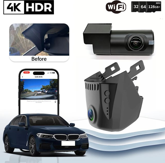 HESHECAM 4K UHD Dashcam mit Wi-Fi für BMW 5er Serie (G30, G31, G38, G11, G12, G32, M5 F90) in Schwarz - Bild 1