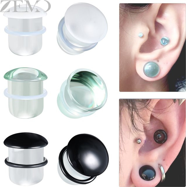 ZEMO Ohr Plug Tunnel, Glas, Schwarz, Unisex - Bild 1