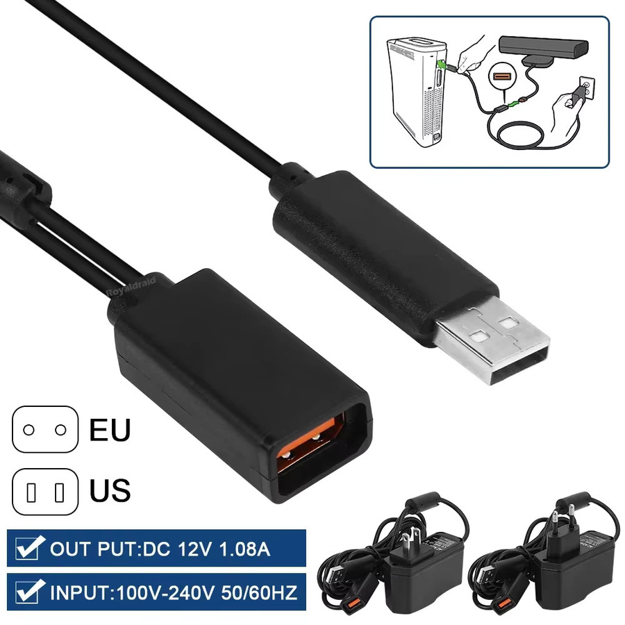 HeroAngel USB AC Netzteil mit USB Ladekabel für Xbox 360 und Xbox 360 Slim in Schwarz - Bild 3