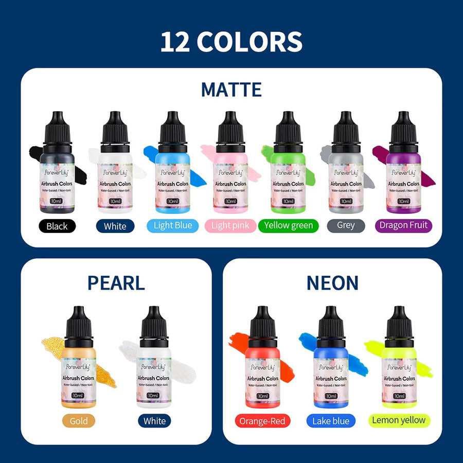 iebilif Nagellack Farbe Airbrush Nagel Tinte, 12 Stück, Unisex - Bild 3
