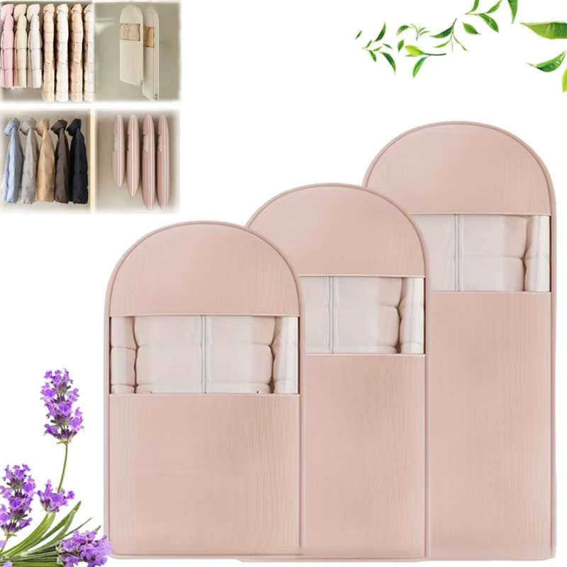 Beeinch Kleidersack in Beige als platzsparender Schrank-Organizer mit Reißverschluss zum Aufhängen und als Staubschutz für Kleidung und Daunenmäntel - Bild 2