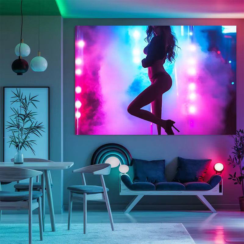 VIKAMA Pole Dance Wandteppich im Nachtclub-Stil mit blau-rosa Farbverlauf, B/H: 60 x 40 cm - Bild 3