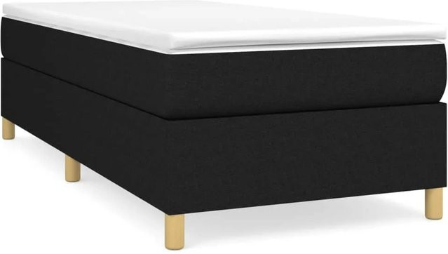 vidaXL Boxspringbett mit Matratze Schwarz B/T/H: 90 x 200 cm, Hybrid-Design mit Taschenfedern und Stoffbezug - Bild 1