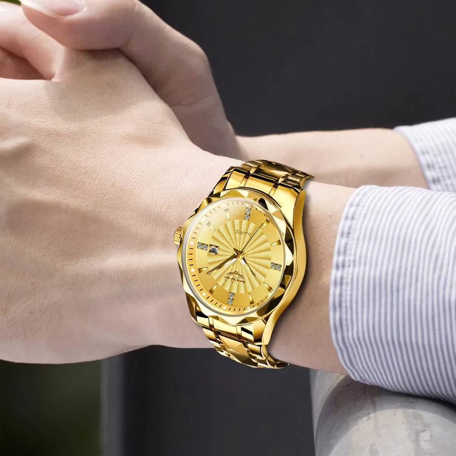 LIGE Armbanduhr Quarz, Edelstahl, Gold, Herren, Datum - Bild 6
