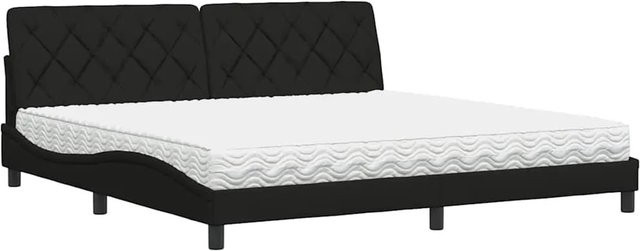 vidaXL Bett mit Matratze in Schwarz und Weiß, modernes Polsterbett aus Stoff und Metall, B/T: 200 x 200 cm - Bild 1