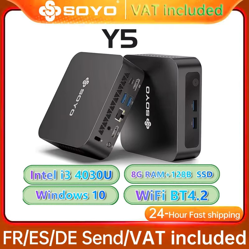 SOYO Mini-PC Y5 Desktop-Computer mit Intel i3 4030U, 8 GB RAM, 128 GB ROM, Windows 10, WiFi und Bluetooth in Schwarz - Bild 2