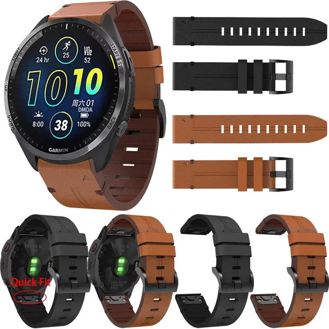 QuickFit Uhrenarmband Echtleder, Schwarz, Unisex, 22 26 mm - Bild 1
