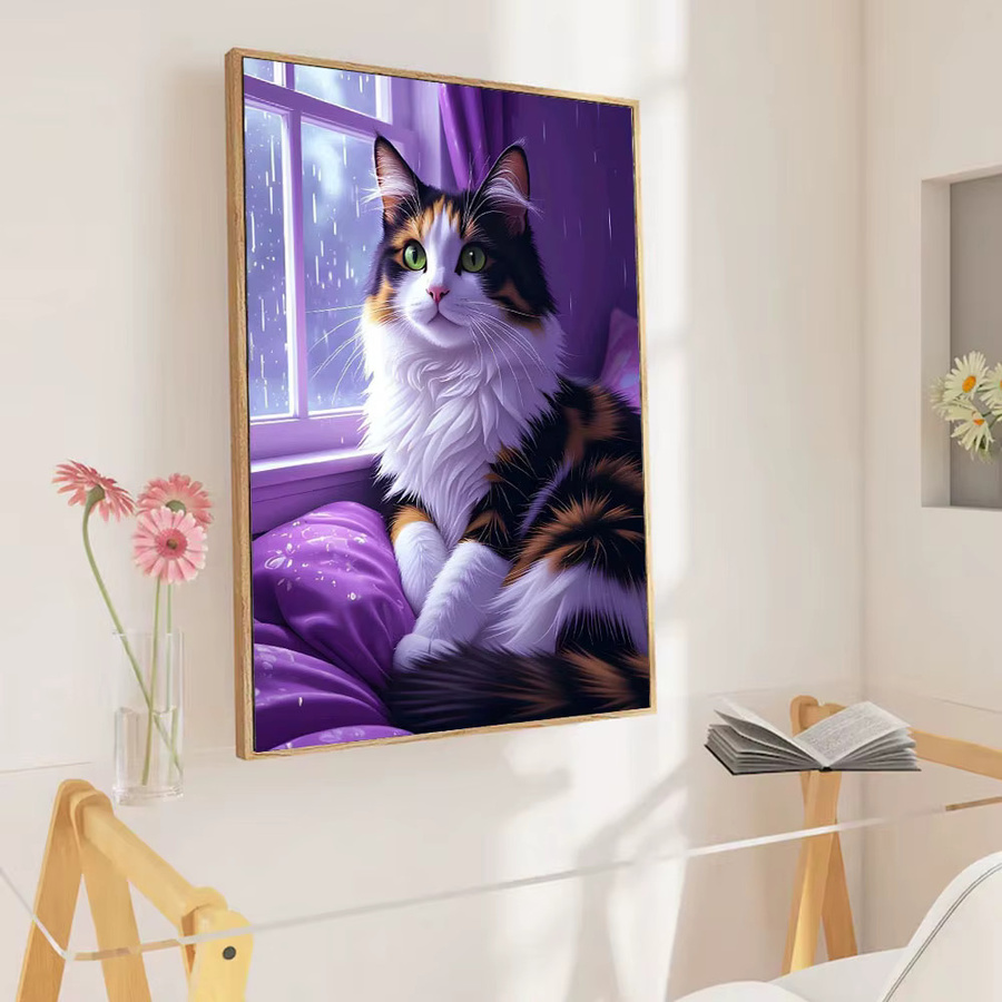 Huacan Diamantmalerei Katze als Diamantstickerei-Set für Erwachsene, Mehrfarbig, Breite: 30,0 cm, Höhe: 20,0 cm - Bild 3