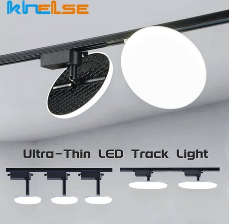 Khelse Ultradünne runde LED-Schienenleuchte in Weiß, drehbare Deckenschienenlampe für Büro und Geschäft