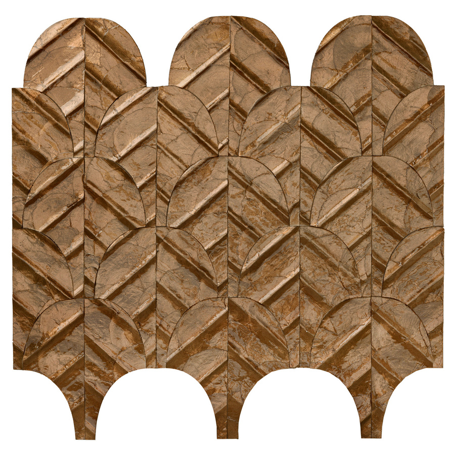 Arte Wallpaper Abalone Mocha - Geometrische Vlies Tapete in Braun mit Capiz-Muschel-Optik und Fliesen-Design - Bild 2