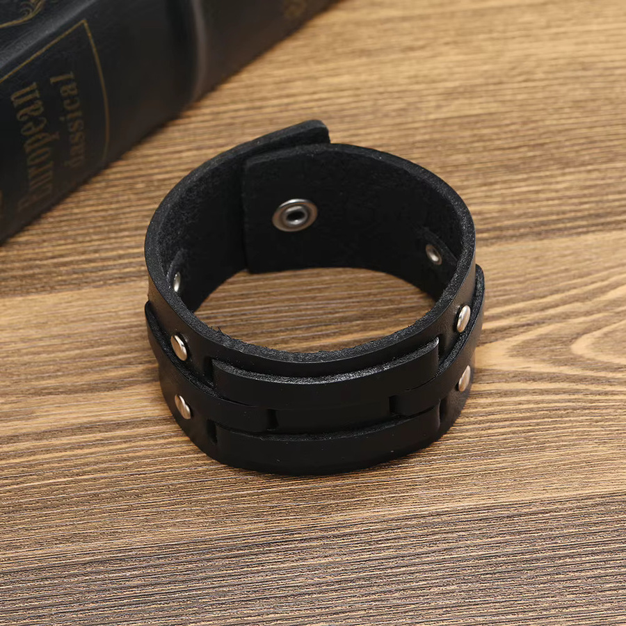 Lederarmband, Schwarz, Herren - Bild 3
