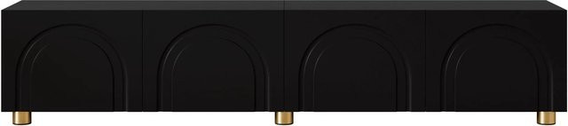 ModernLuxe Modernes TV-Lowboard in Schwarz mit 4 Türen und Metallfüßen aus MDF und Spanplatte, B/T/H: 160 x 40 x 35 cm - Bild 1