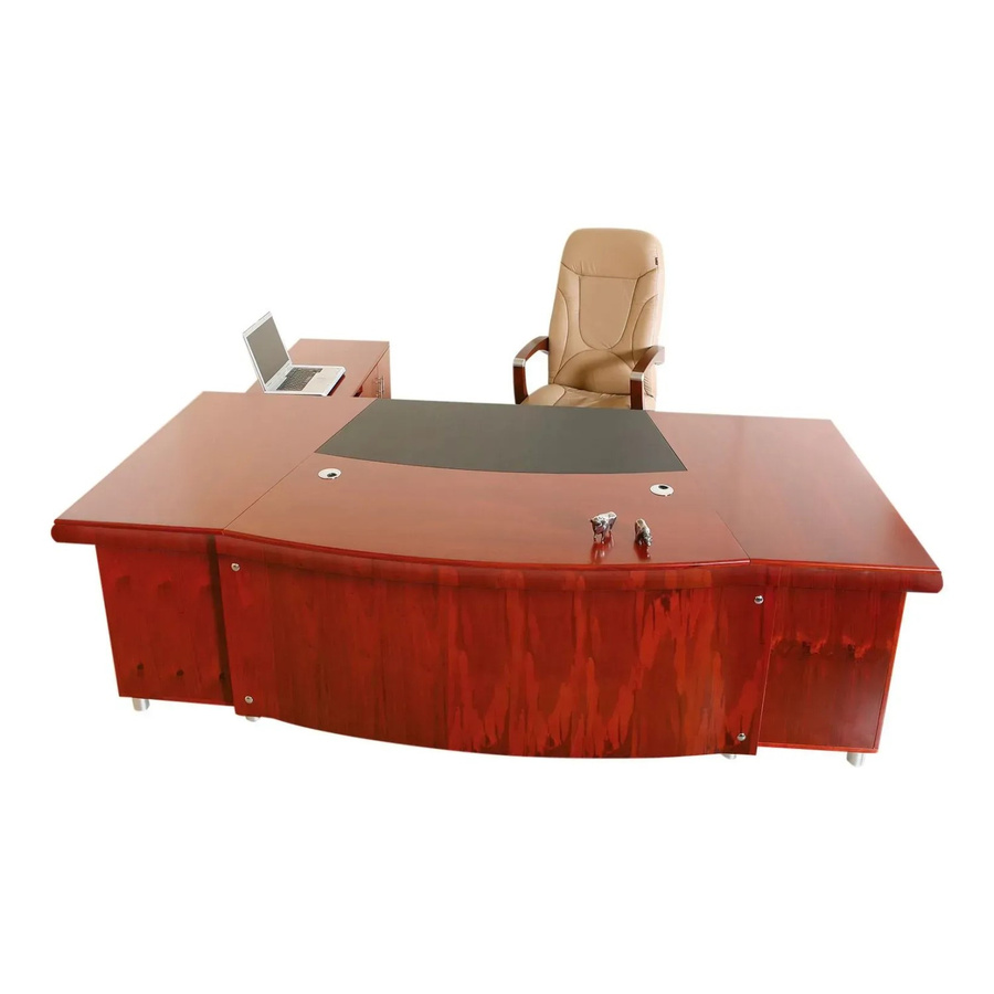 Jet-Line Chef Schreibtisch Paris in Kirschbaum mit 2 Sideboards und Leder, B/T/H: 250 x 240 x 77 cm - Bild 2