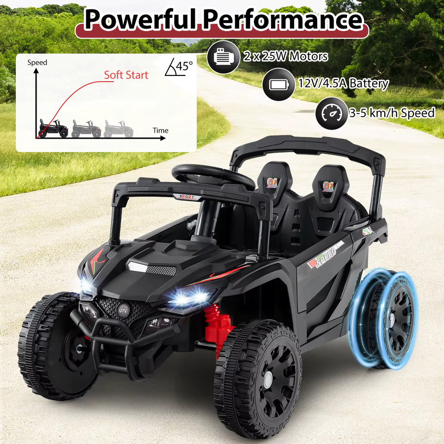 GOFLAME Elektrischer UTV-Truck, Elektroauto für Kinder, mit Fernbedienung, LED-Lichter, Musik, Hupe & Federung, ab 3 Jahre - Bild 5