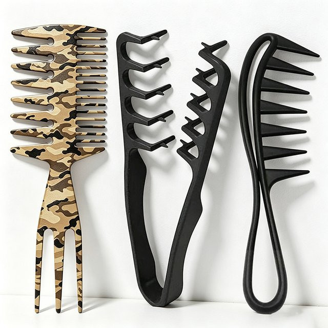 3-teiliges Camo Pompadour Kamm-Set, Hitzebeständiger Friseur-Stylingkamm für Herren - Bild 1
