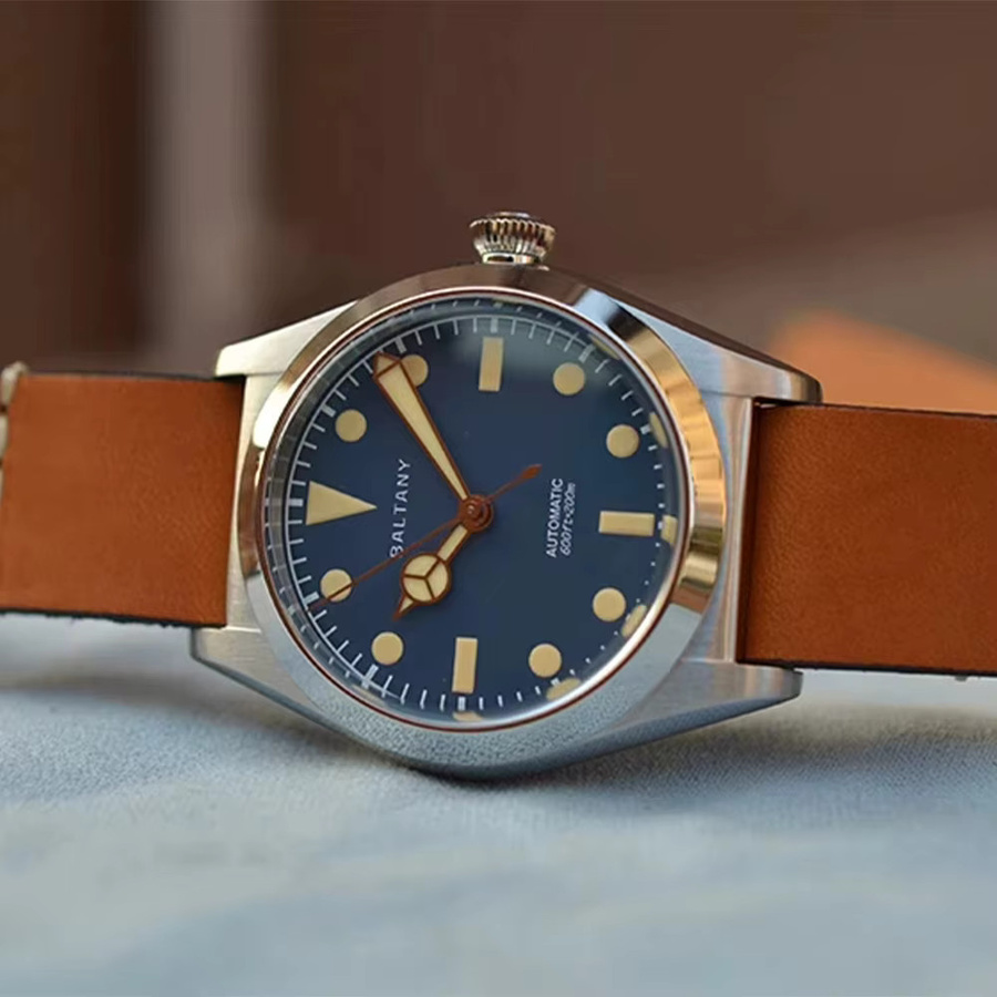 Baltany Automatik-Armbanduhr, Edelstahl, Leder, Saphirglas, Herren - Bild 2