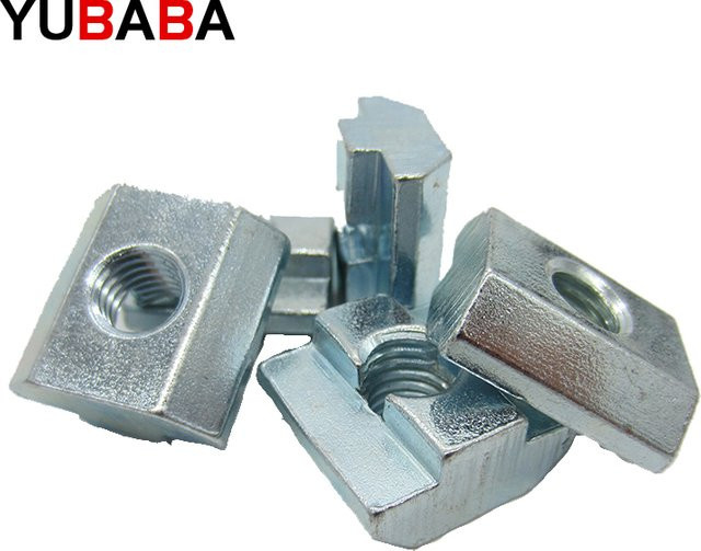 YUBABA T-Block Vierkantmuttern für Aluminiumprofile M3 M4 M5 M6 M8 M10, verzinkt, Farbe: Silber - Bild 1