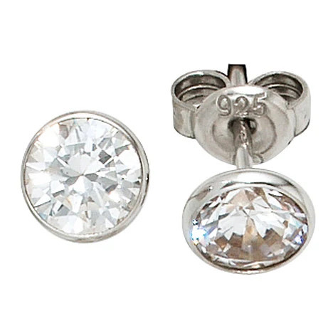 Colfem Ohrstecker 925 Silber, Zirkonia, rund, Unisex - Bild 1