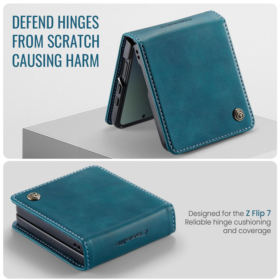 Olivenmond Leder-Flip-Hülle für Samsung Galaxy Z Flip 7 in Blau - Bild 3