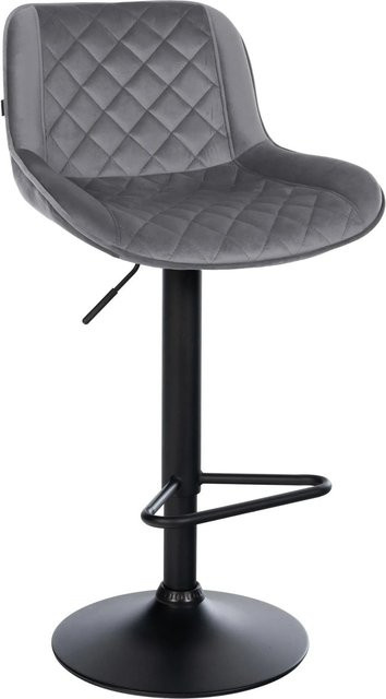 DELUKE Barhocker KUHAR in Dunkelgrau, höhenverstellbarer Samt Barstuhl mit Lehne und 360 Grad Drehsitz, B/T/H: 50 x 52 x 84 cm - Bild 1