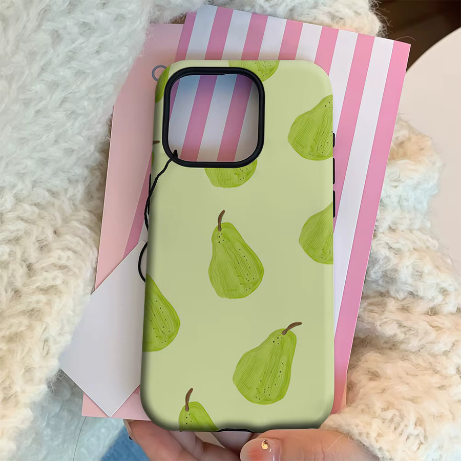 Handyhülle mit grünem Birnen-Design für Apple iPhone 11 bis iPhone 17 Pro Max Plus, doppelschichtige Rückseite - Bild 3