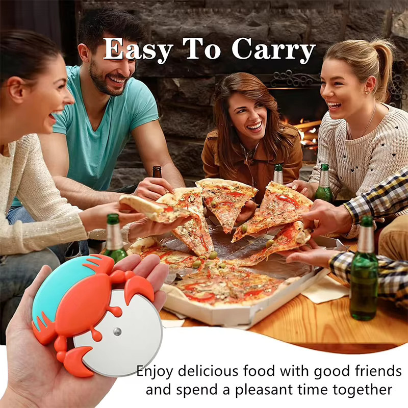 Krabbenförmiger Pizzaschneider LMETJMA aus Edelstahl mit scharfer Klinge und Komfortgriff in Silber und Multicolour - Bild 5