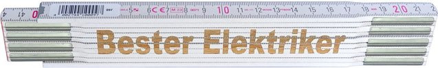 Stabila Zollstock aus Holz mit Lasergravur Bester Elektriker, weiß, 2 m - Bild 1
