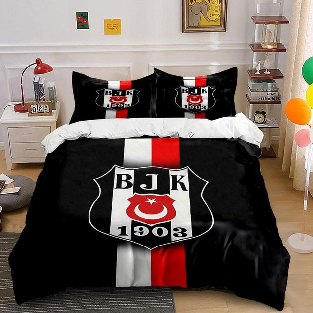 BJK 1903 Bettwäsche-Set SOOS in Schwarz und Rot mit Bettbezug und 2 Kissenbezügen, B/B: 240 x 220 cm - Bild 1