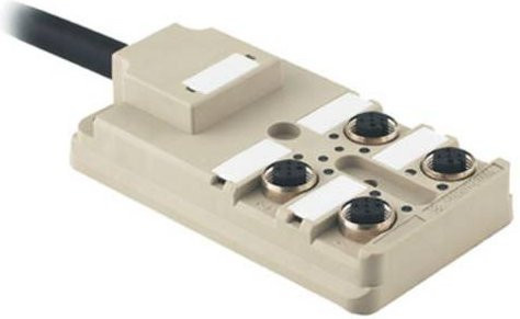 Weidmüller SAI-4-F 5P PUR Sensor/Aktorbox passiv M12-Verteiler mit Metallgewinde, Grau, 10 m - Bild 1