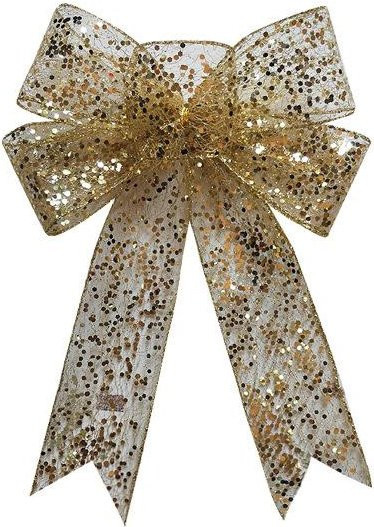 OutsideWorld Handgefertigte Weihnachts-Deko-Schleife aus Hanf-Imitat in Braun und Gold - Bild 1