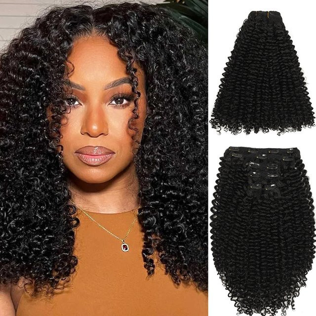 Booming Hair Clip-in-Haarverlängerungen, synthetisch, lockig, 6 Stück, 66 cm, 140 g - Bild 1