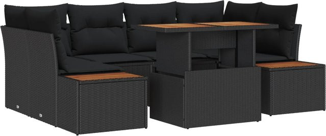 vidaXL Garten-Sofa-Set aus Poly-Rattan in Schwarz mit integriertem Speicher, 7-teilig - Bild 1